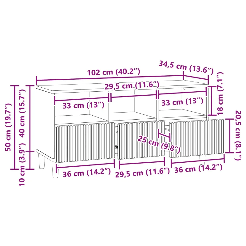 Televizoriaus spintelė Betono pilka 102 x 34,5 x 50 cm