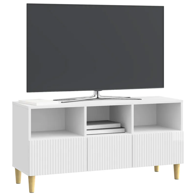 Televizoriaus spintelė Itin blizgi balta 102 x 34,5 x 50 cm