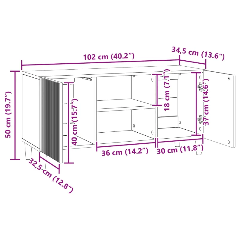 Televizoriaus spintelė Betono pilka 102 x 34,5 x 50 cm
