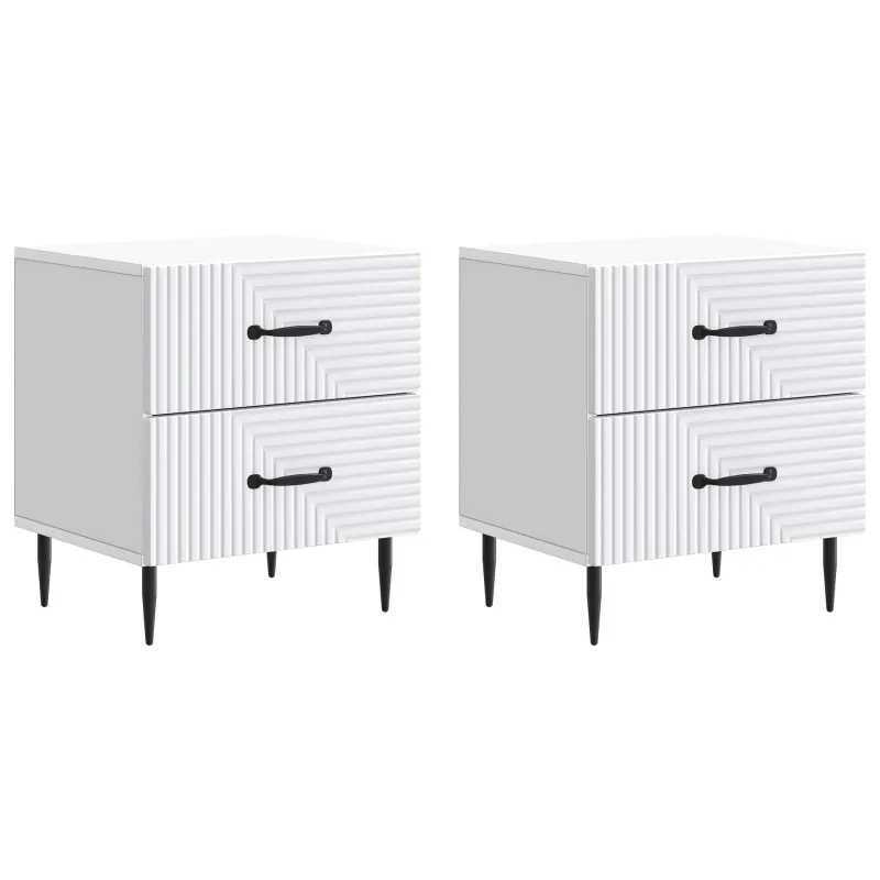 Šalia lovos spintelė su stalčių 2 pcs Balta 43 x 34,5 x 47,5 cm