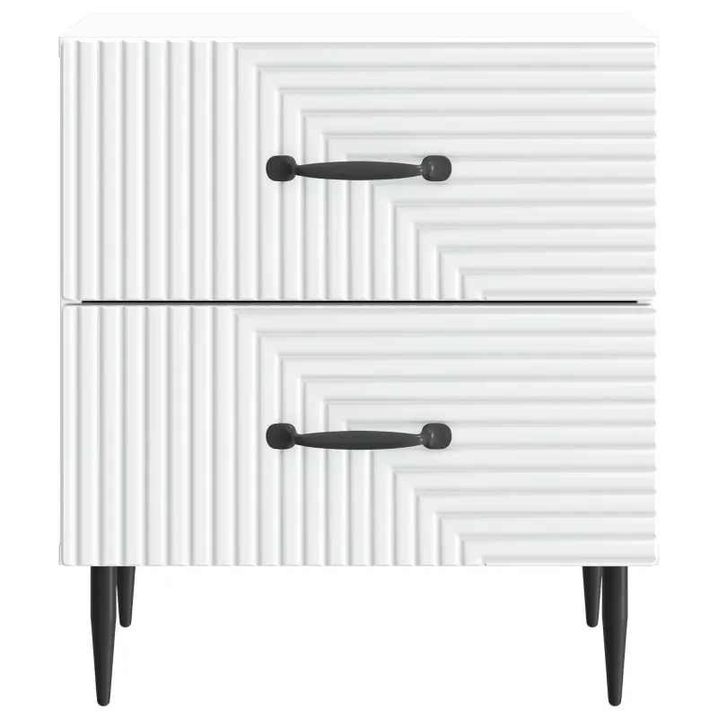 Šalia lovos spintelė su stalčių 2 pcs Balta 43 x 34,5 x 47,5 cm