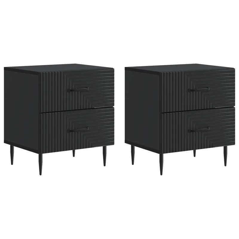 Šalia lovos spintelė su stalčių 2 pcs Juoda 43 x 34,5 x 47,5 cm