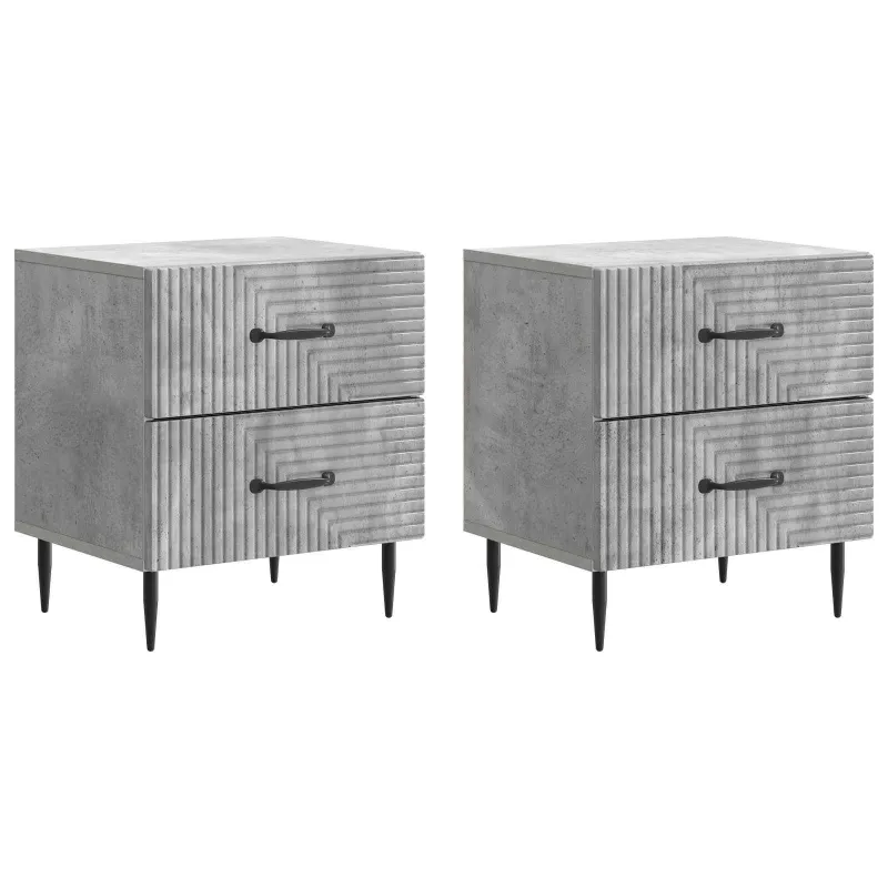 Šalia lovos spintelė 2 pcs Betono pilka 43 x 34,5 x 47,5 cm