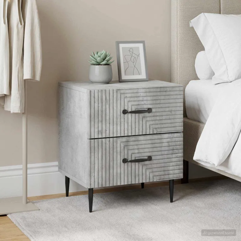 Šalia lovos spintelė 2 pcs Betono pilka 43 x 34,5 x 47,5 cm