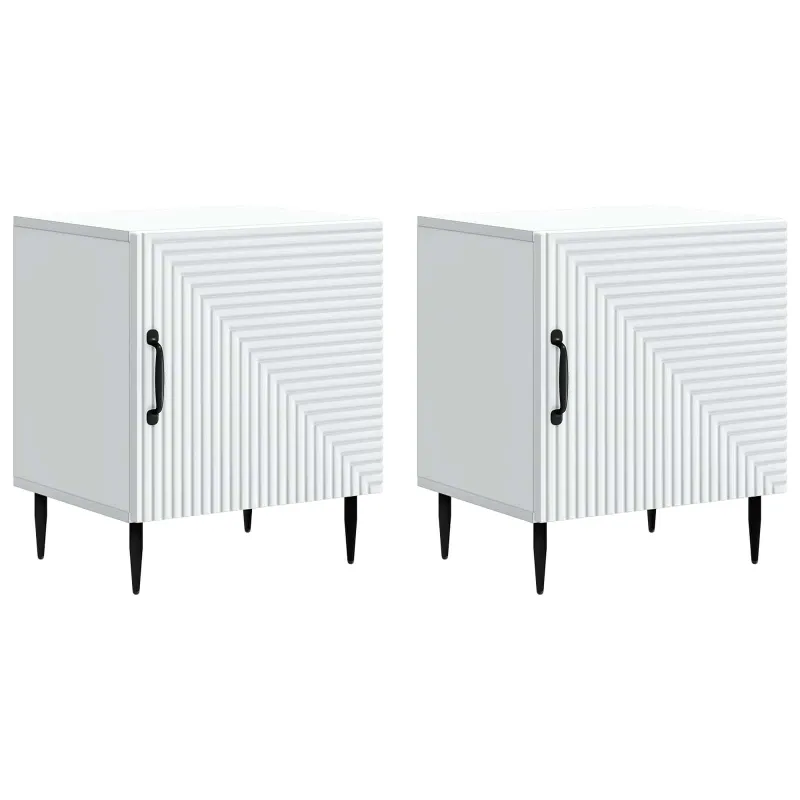 Šalia lovos spintelė 2 pcs Balta 43 x 34,5 x 50 cm