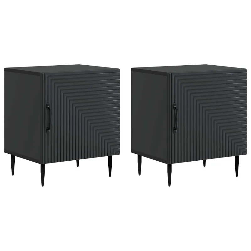 Šalia lovos spintelė 2 pcs Juoda 43 x 34,5 x 50 cm
