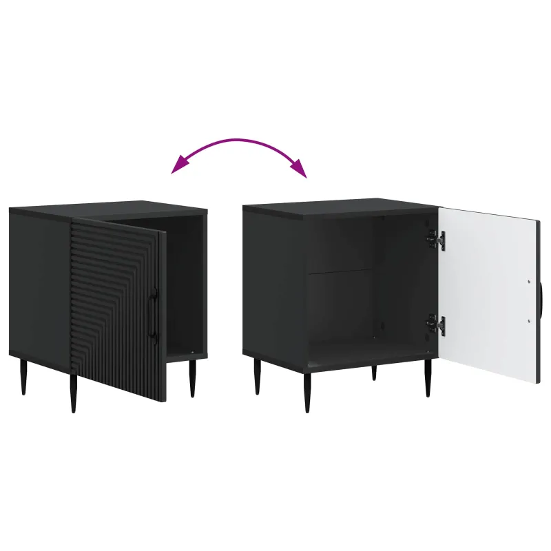 Šalia lovos spintelė 2 pcs Juoda 43 x 34,5 x 50 cm