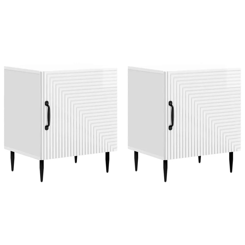 Šalia lovos spintelė 2 pcs Itin blizgi balta 43 x 34,5 x 50 cm