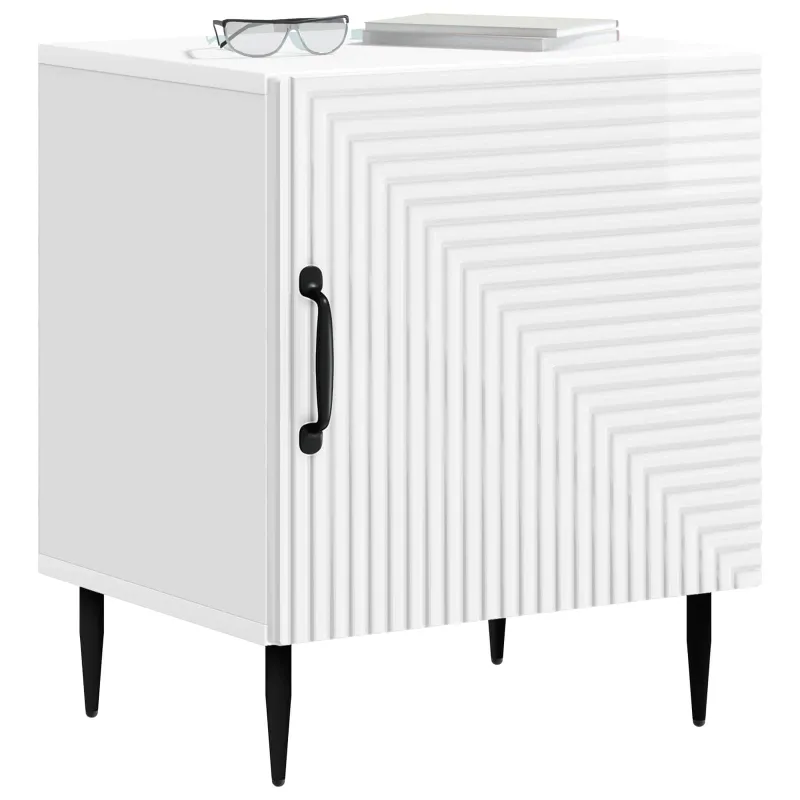 Šalia lovos spintelė 2 pcs Itin blizgi balta 43 x 34,5 x 50 cm