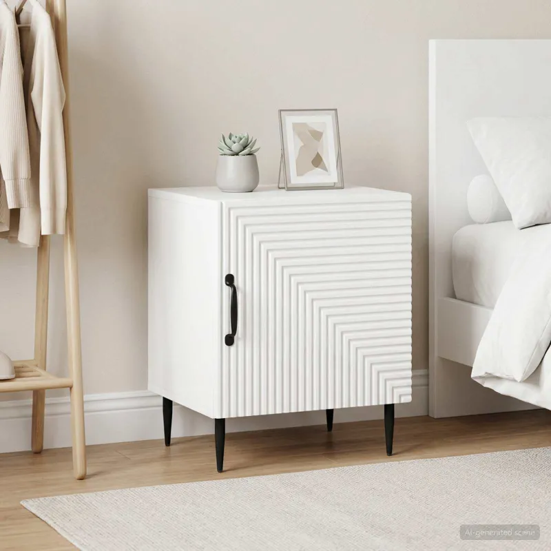 Šalia lovos spintelė 2 pcs Itin blizgi balta 43 x 34,5 x 50 cm