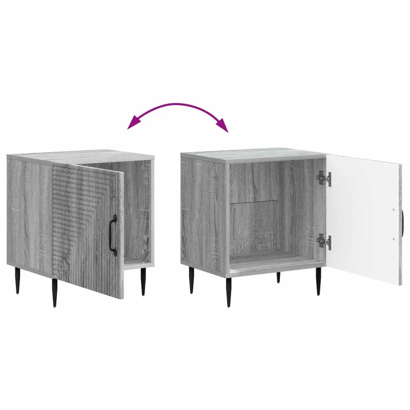Šalia lovos spintelė 2 pcs Pilka sonoma ąžuolo Apdirbta mediena
