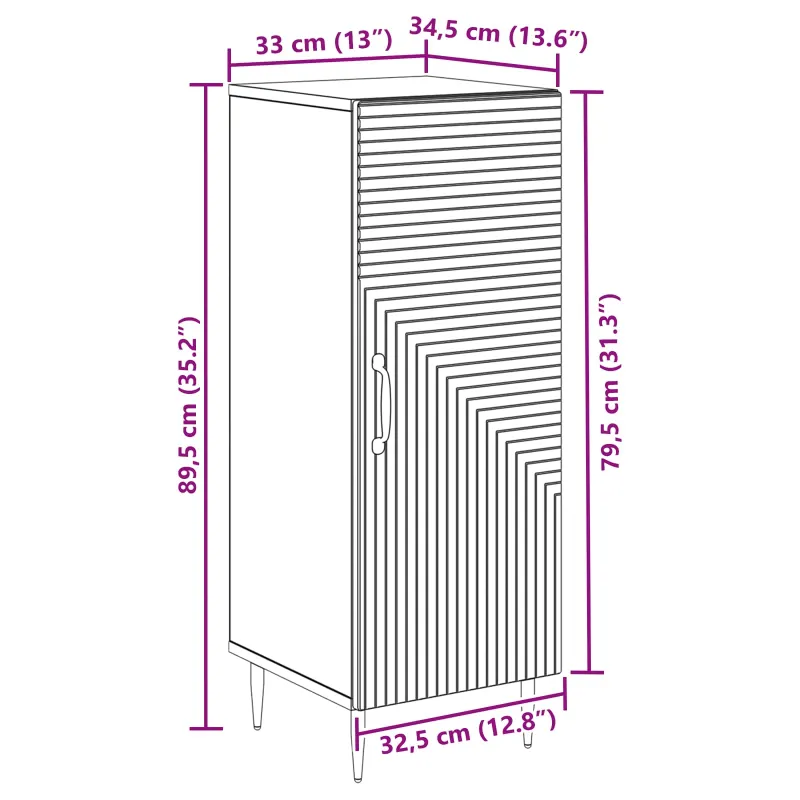 Kabalas Betono pilka 33 x 34,5 x 89,5 cm Apdirbta mediena