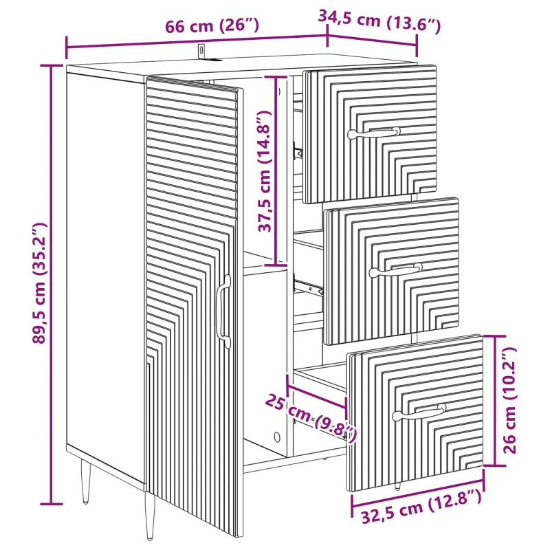 Kabalas Betono pilka 66 x 34,5 x 89,5 cm Apdirbta mediena