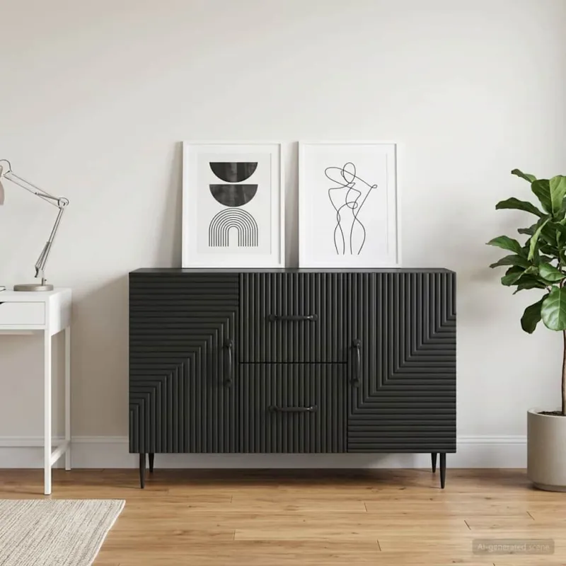 Kabalas su stalčių Juoda 89 x 34,5 x 60 cm Apdirbta mediena