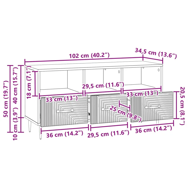 Televizoriaus spintelė Betono pilka 102 x 34,5 x 50 cm