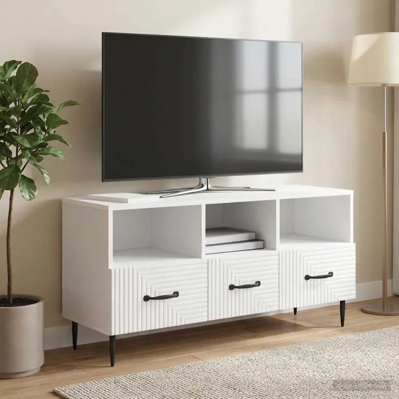 Televizoriaus spintelė Itin blizgi balta 102 x 34,5 x 50 cm