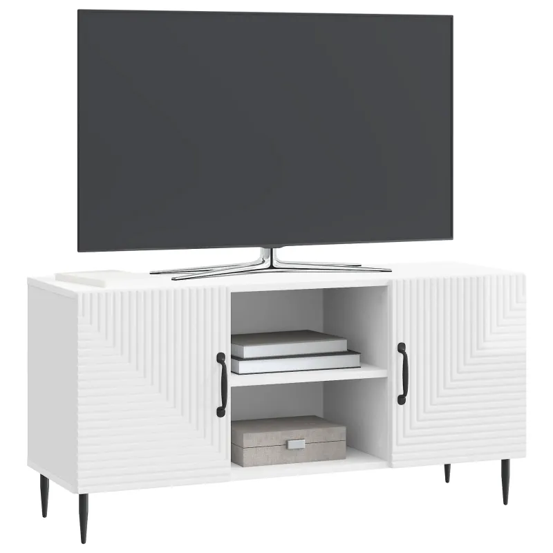 Televizoriaus spintelė Itin blizgi balta 102 x 34,5 x 50 cm