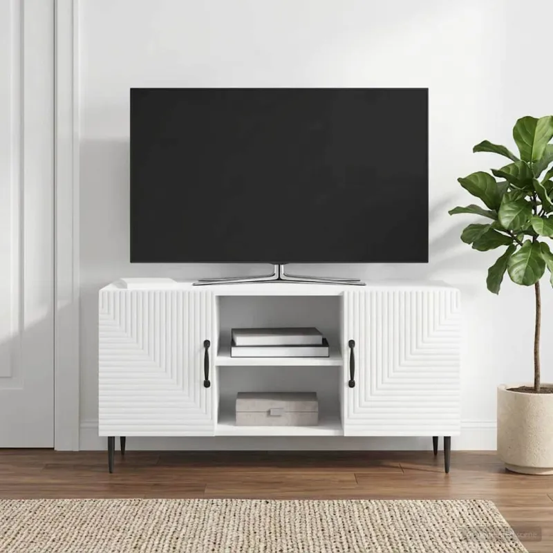 Televizoriaus spintelė Itin blizgi balta 102 x 34,5 x 50 cm