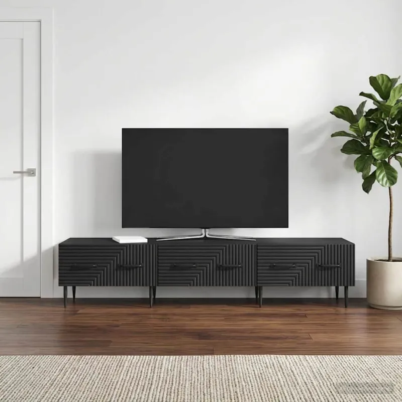 Televizoriaus spintelė su stalčių Juoda 147 x 34,5 x 30 cm