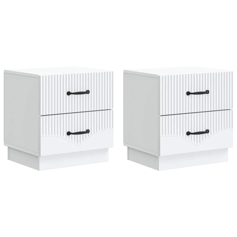 Šalia lovos spintelė su stalčių 2 pcs Balta 43 x 34,5 x 44,5 cm
