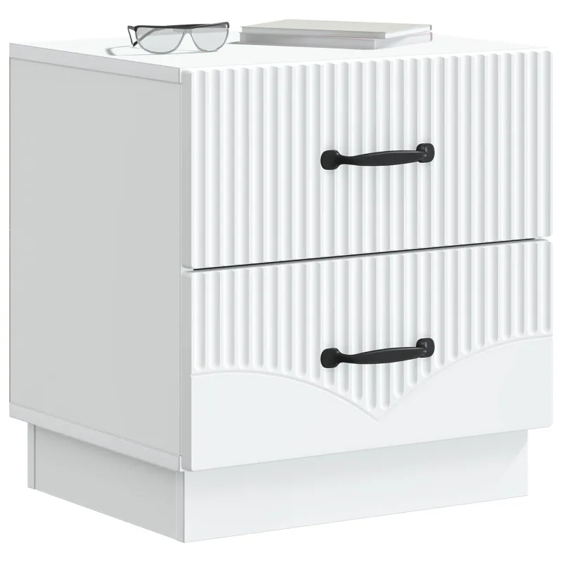 Šalia lovos spintelė su stalčių 2 pcs Balta 43 x 34,5 x 44,5 cm