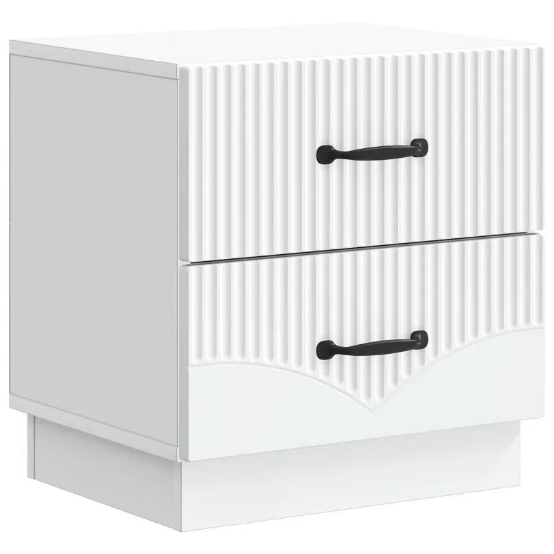 Šalia lovos spintelė su stalčių 2 pcs Balta 43 x 34,5 x 44,5 cm