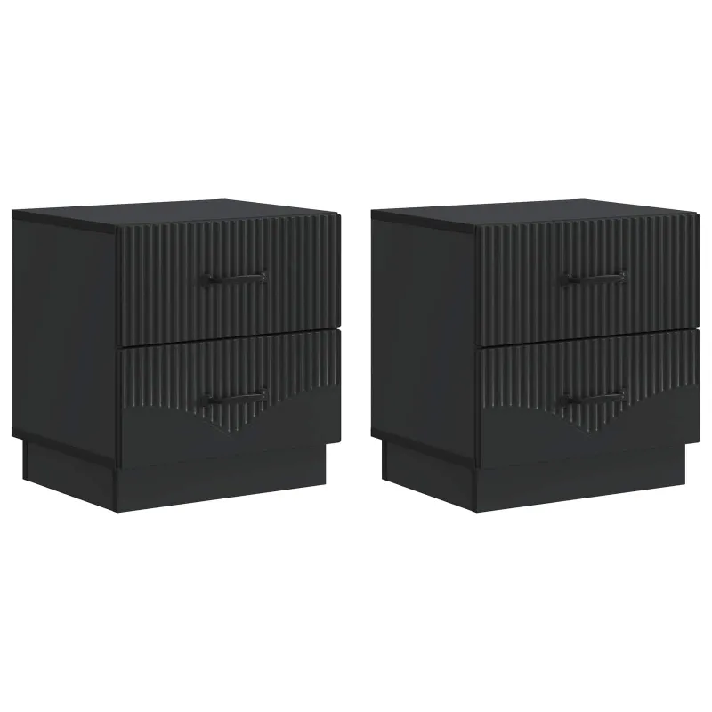 Šalia lovos spintelė su stalčių 2 pcs Juoda 43 x 34,5 x 44,5 cm