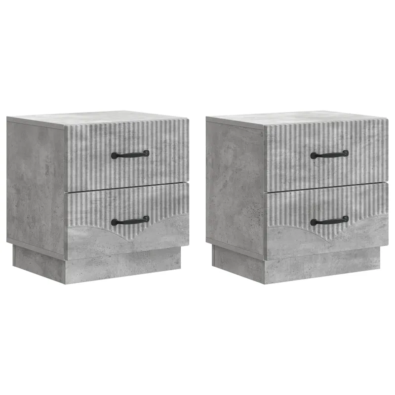 Šalia lovos spintelė 2 pcs Betono pilka 43 x 34,5 x 44,5 cm