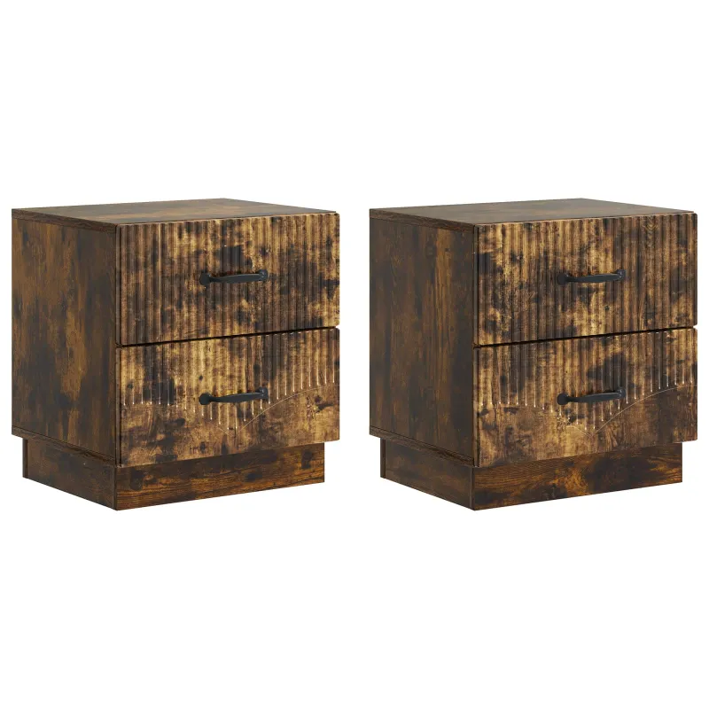 Šalia lovos spintelė 2 pcs Dūminio ąžuolo 43 x 34,5 x 44,5 cm