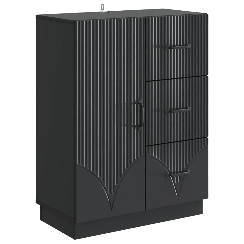 Kabalas su stalčių Juoda 66 x 34,5 x 87 cm Apdirbta mediena