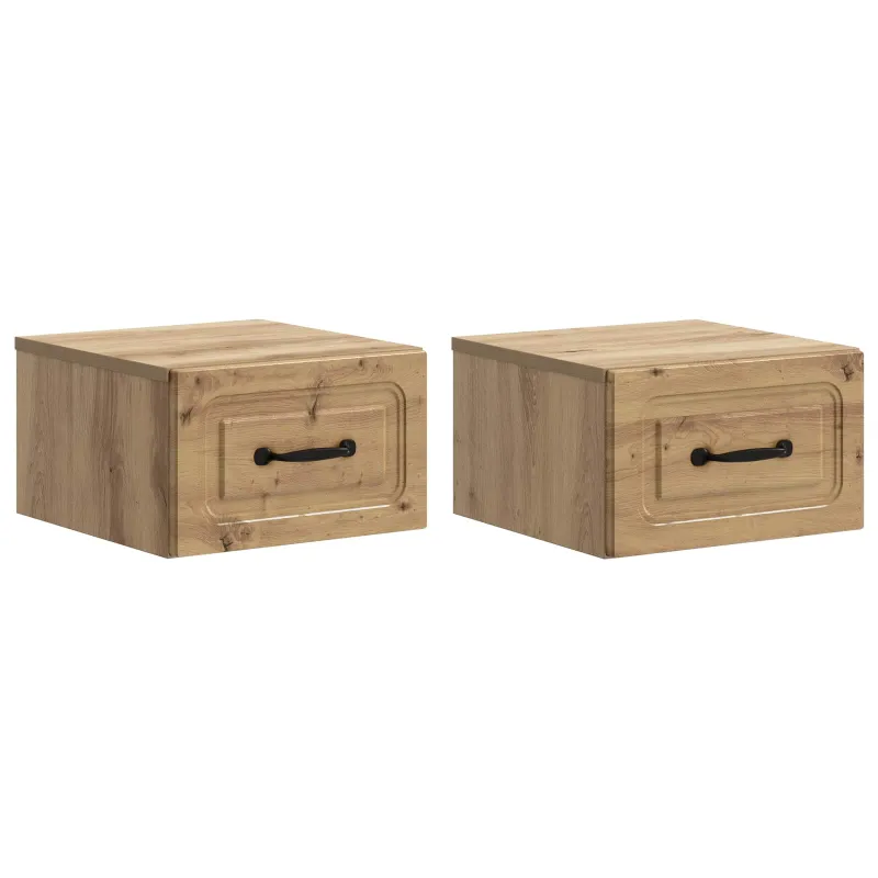 Sieninis naktinis staliukas su stalčių 2 pcs Artisano ąžuolo