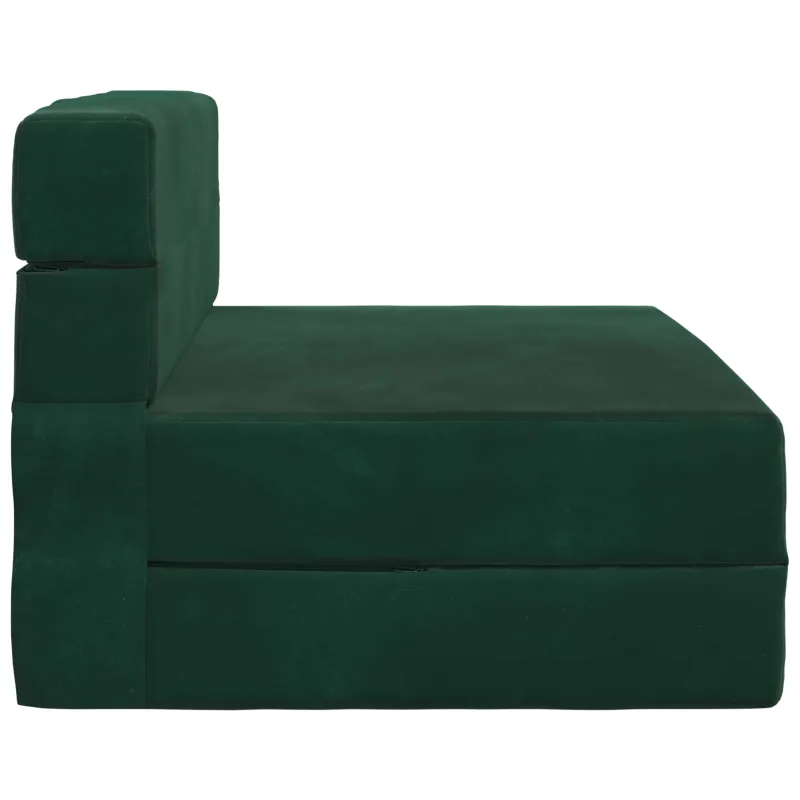 Sulankstomas Sofas-Lova Tamsiai žalia 190 x 100 x 15 cm Aksomas