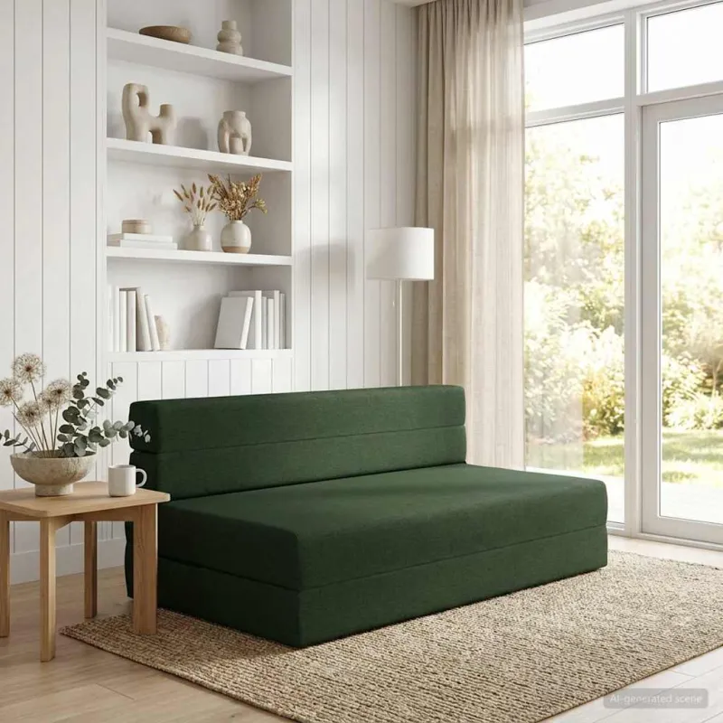 Sulankstomas Sofos Lova Tamsiai žalia 152 x 86,5 x 60 cm