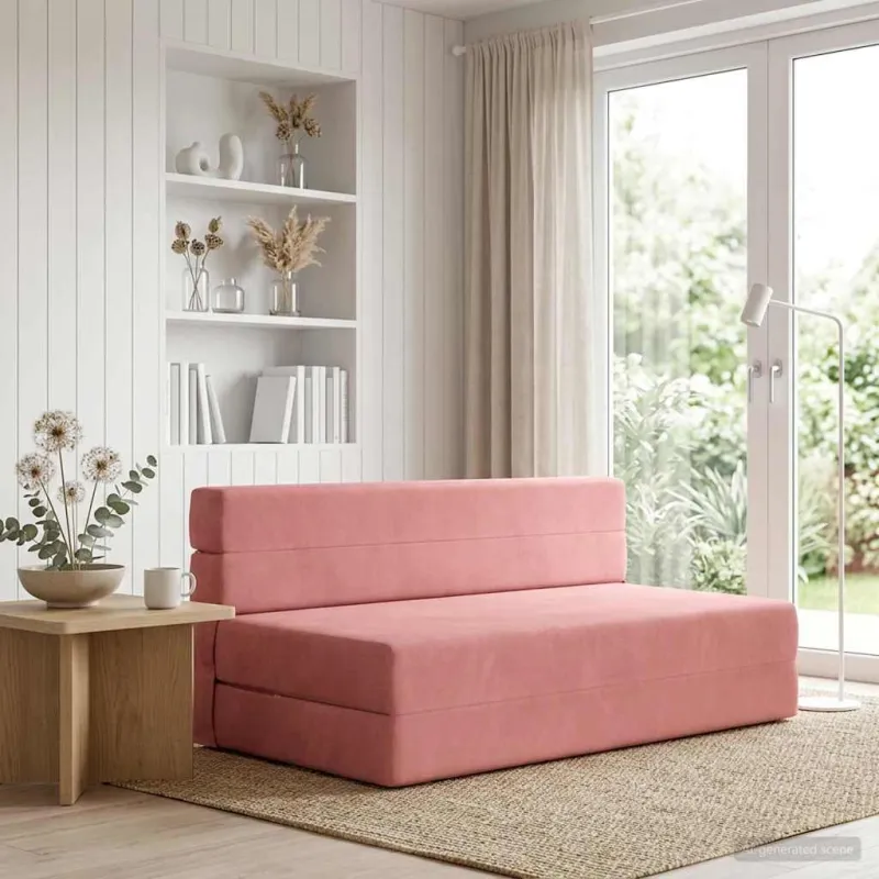Sulankstomas Sofos Lova Rožinė 152 x 86,5 x 60 cm Audinys