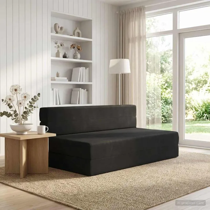 Sulankstomas Sofos Lova Juoda 152 x 86,5 x 60 cm Audinys