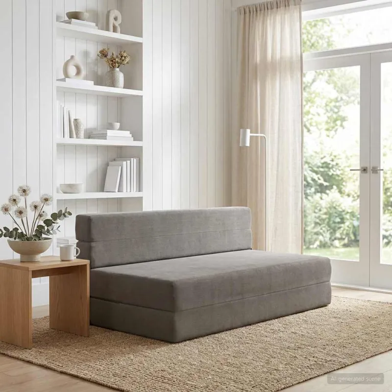Sulankstomas Sofos Lova Šviesiai pilka 152 x 86,5 x 60 cm