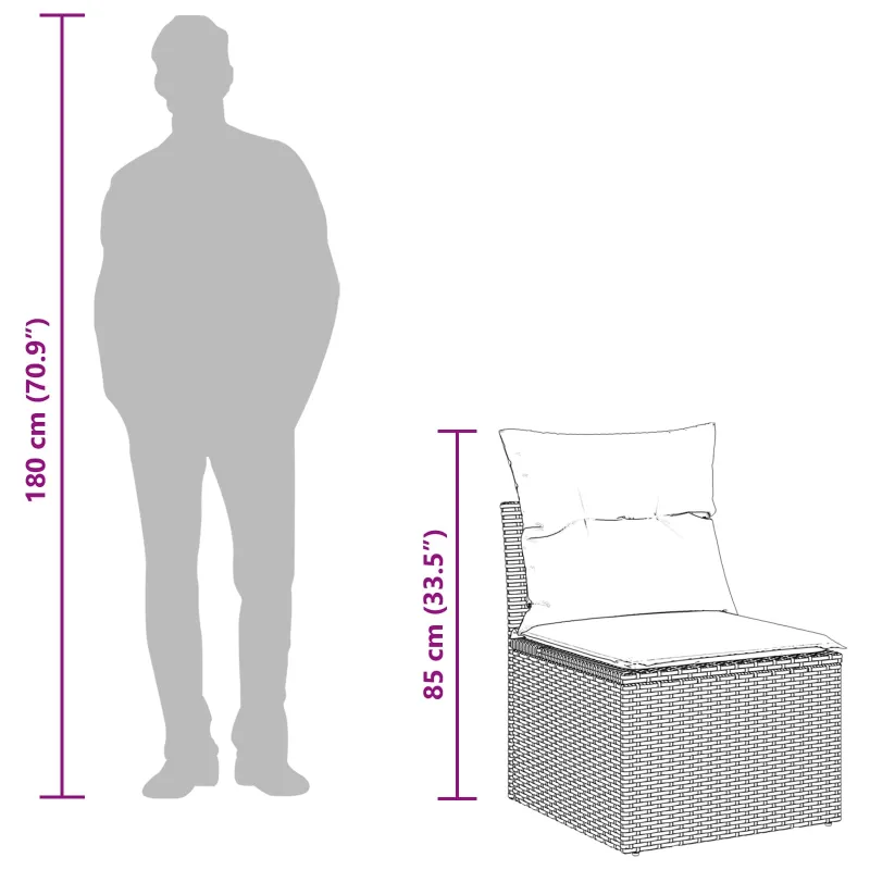 Sodo sohvaryhmä 9 osaa, musta ja kermainen, polyrottinki
