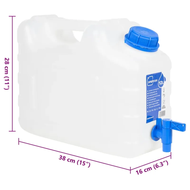 Vandens talpa su čiaupu, skaidri, 10l, plastikas