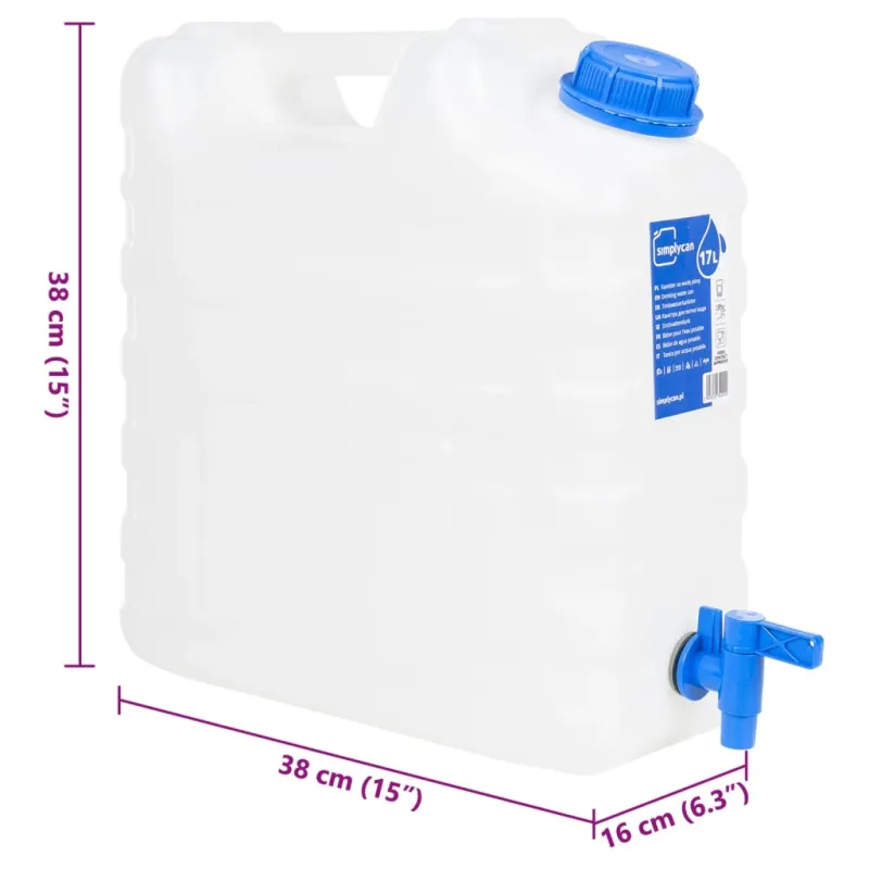 Vandens talpa su čiaupu, skaidri, 15l, plastikas
