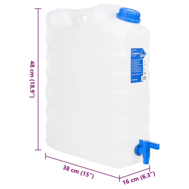Vandens talpa su čiaupu, skaidri, 20l, plastikas
