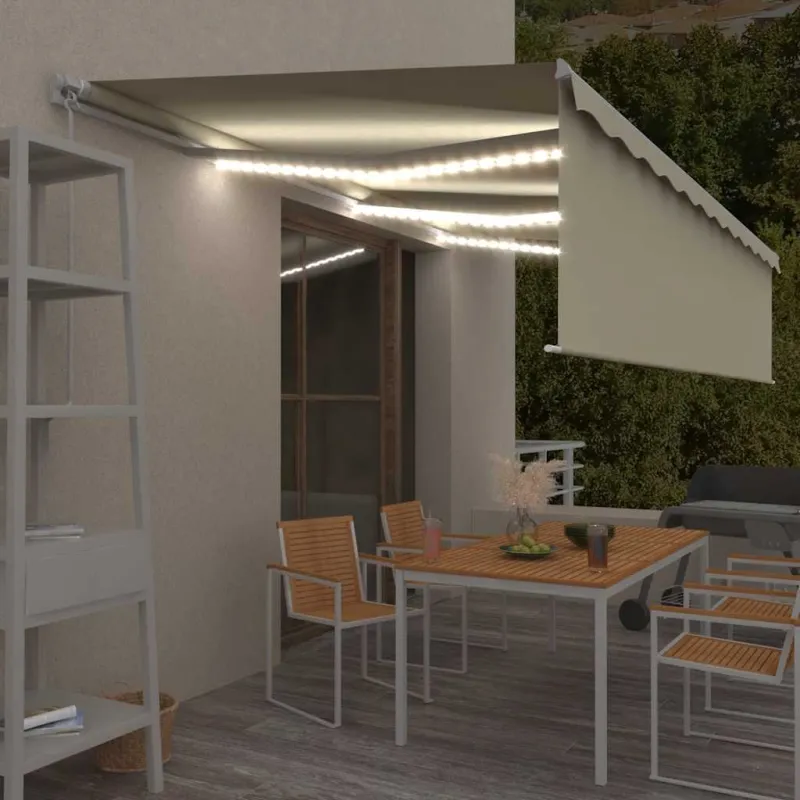 Rankiniu būdu ištraukiama markizė su uždanga, kreminė, 6x3m