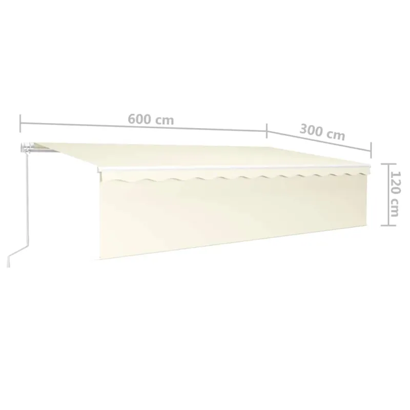 Rankiniu būdu ištraukiama markizė su uždanga, kreminė, 6x3m