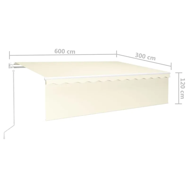 Automatiniu būdu ištraukiama markizė su uždanga, kreminė, 6x3m