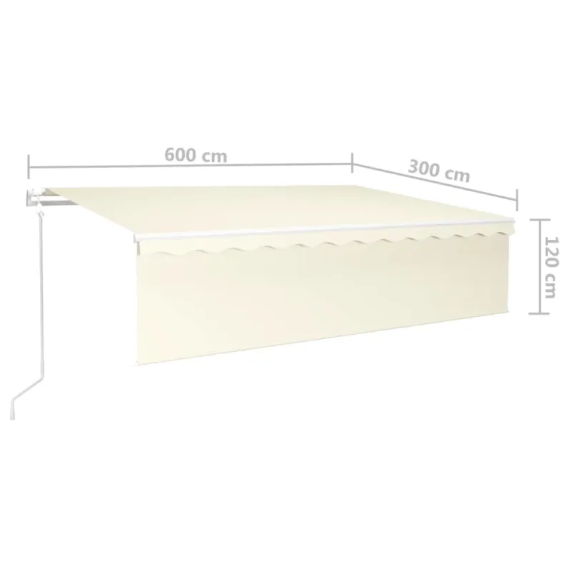 Automatinė markizė su uždanga/LED/vėjo jutikliu, kreminė, 6x3m