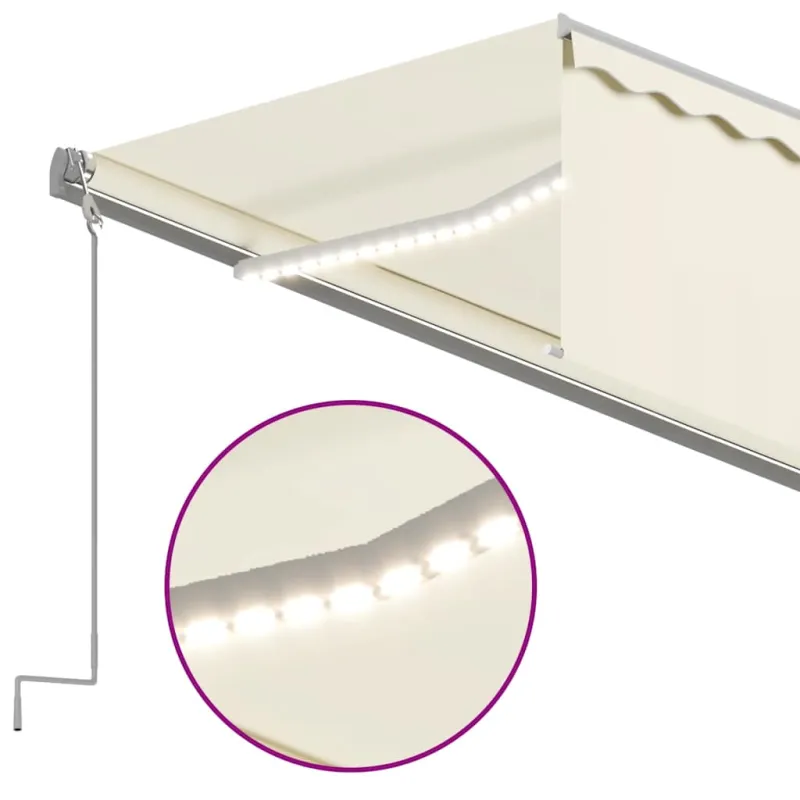 Automatinė markizė su uždanga/LED/vėjo jutikliu, kreminė, 6x3m