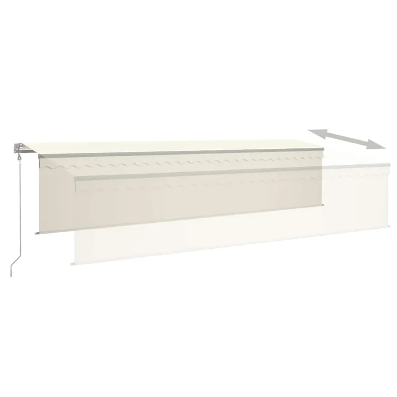Automatinė markizė su uždanga/LED/vėjo jutikliu, kreminė, 6x3m