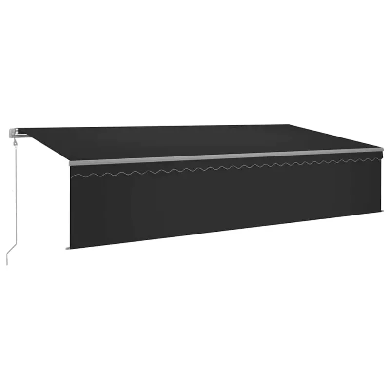 Markizė su uždanga/LED/vėjo jutikliu, antracito, 6x3m