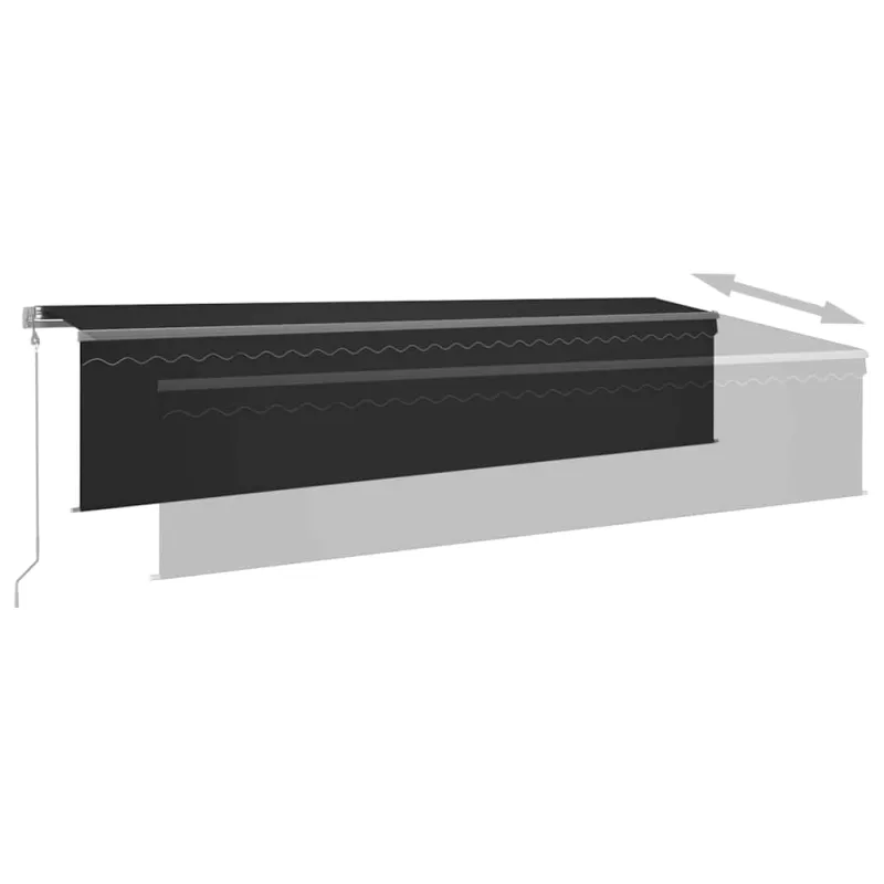 Markizė su uždanga/LED/vėjo jutikliu, antracito, 6x3m