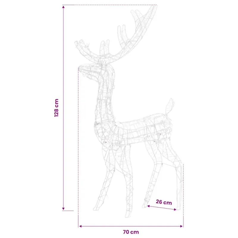 Kalėdinės dekoracijos elniai, 2vnt., 120cm, akrilas, šalti