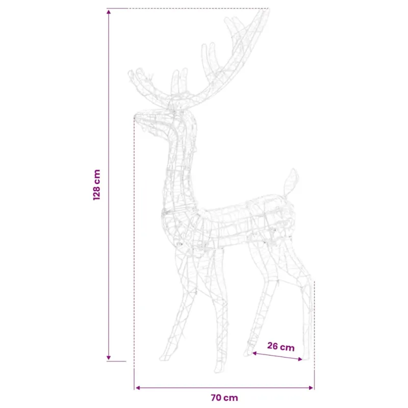Kalėdinės dekoracijos elniai, 3vnt., 120cm, akrilas, šalti